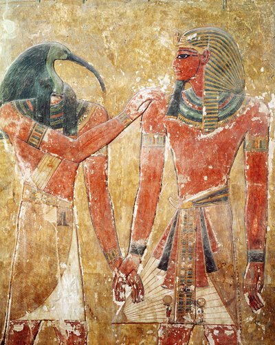 The God Thoth with Seti I in the Tomb of Seti I by Egyptian 19th Dynasty